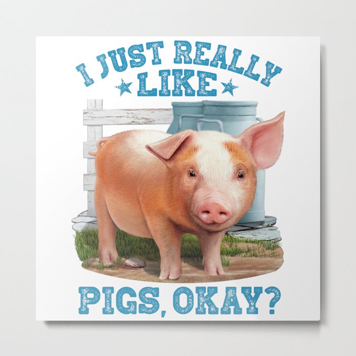 Cute Young Pig Farm Motive Metal Print