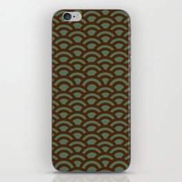 Japanese Seigaiha Wave Green and Red Palette iPhone Skin