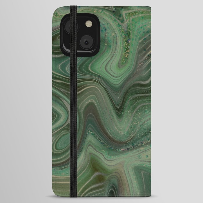 Emerald Green Crystal Swirl iPhone Wallet Case