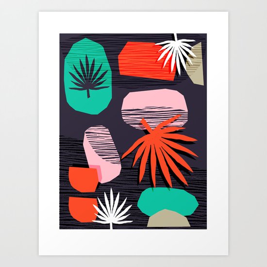 Dank - memphis style 80's throwback neon shape palm house plant retro vintage decor hipster art Art Print