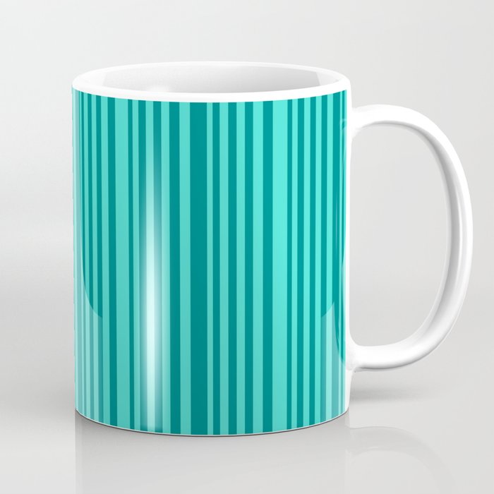 Teal and Turquoise Colored Stripes Pattern Coffee Mug
