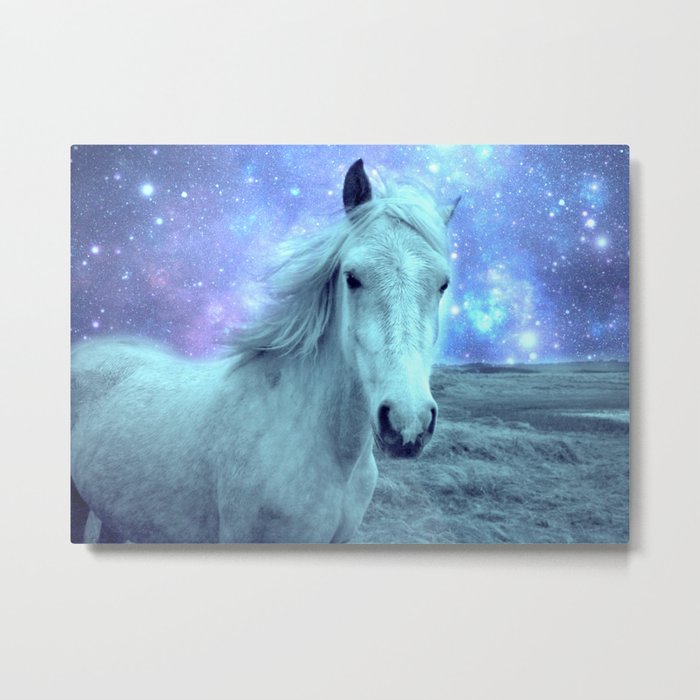 Blue Horse Celestial Dreams Metal Print