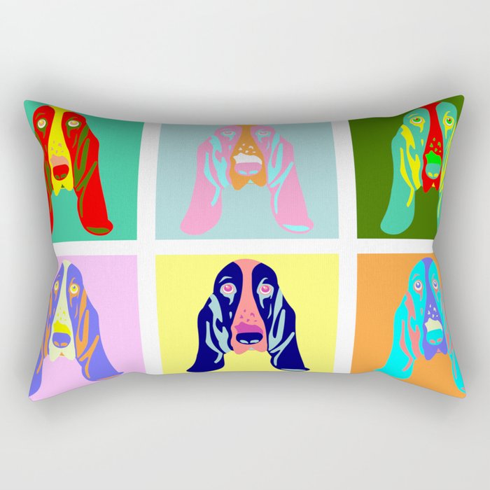 Basset Hound Dog Pop Art Rectangular Pillow