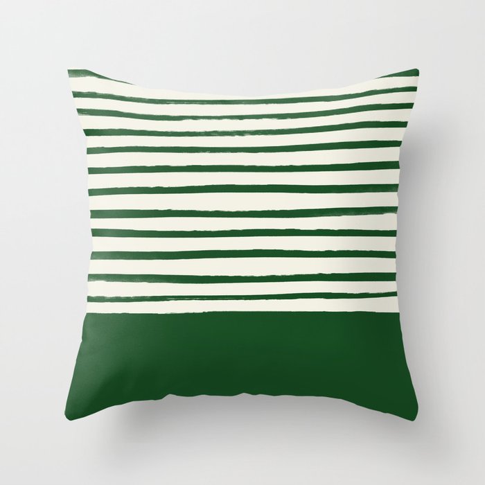 Holiday x Green Stripes Throw Pillow by Leah Flores Society6