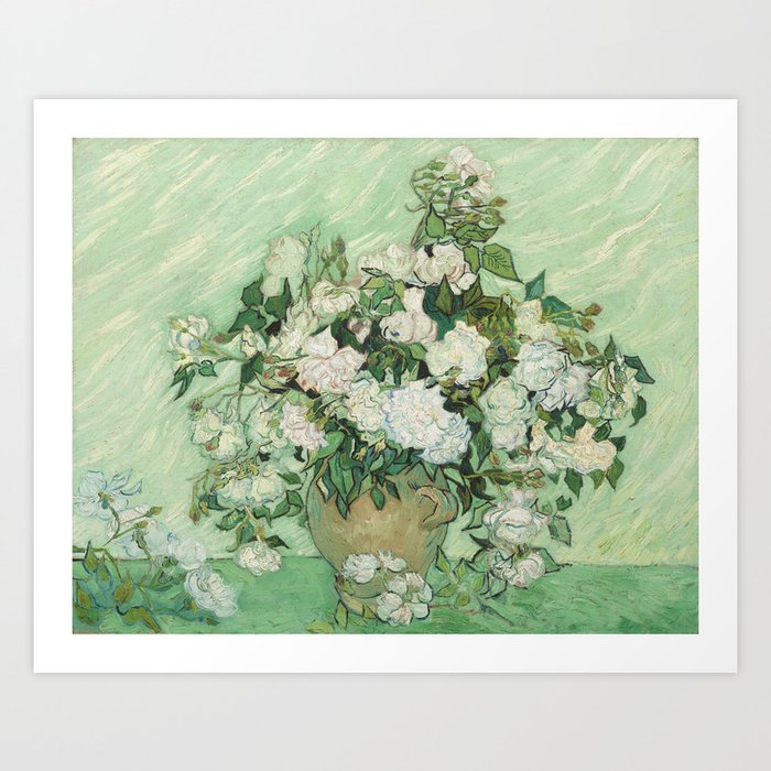 Vase With Pink Roses by Vincent Van Gogh Art Print