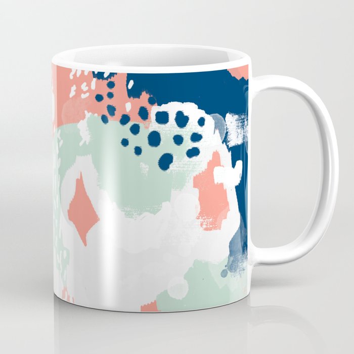 Bristol - acrylic painting abstract navy mint coral modern color palette Coffee Mug
