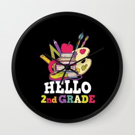 Hello 2nd Grade Back To School Wall Clock
