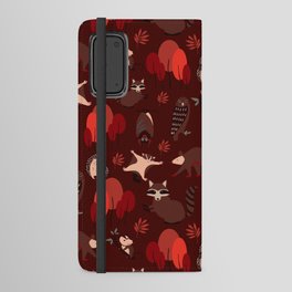 Woodland Nocturnal Animals Red Android Wallet Case