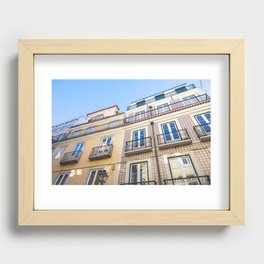 Colorful azulejos on buildings in Bairro Alto Lisbon Portugal - summer travel photography Recessed Framed Print