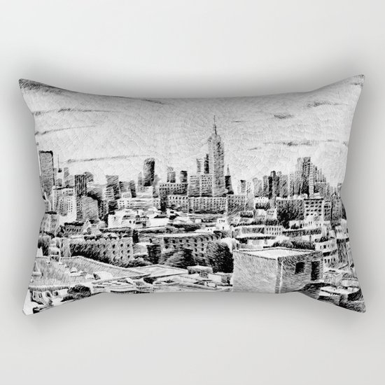 New York City - Fingerprint - Black ink Rectangular Pillow
