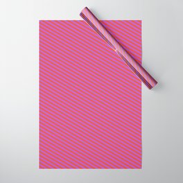 [ Thumbnail: Orchid and Red Colored Pattern of Stripes Wrapping Paper ]
