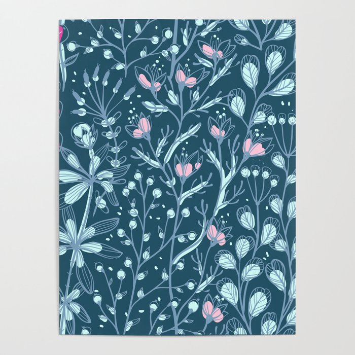 Dark Florals Poster