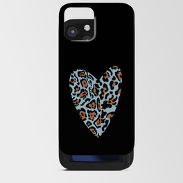 Leopard heart blue iPhone Card Case