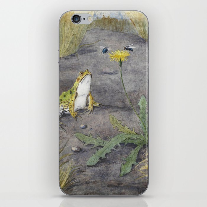 Frog by a Dandelion with Flies  iPhone Skin