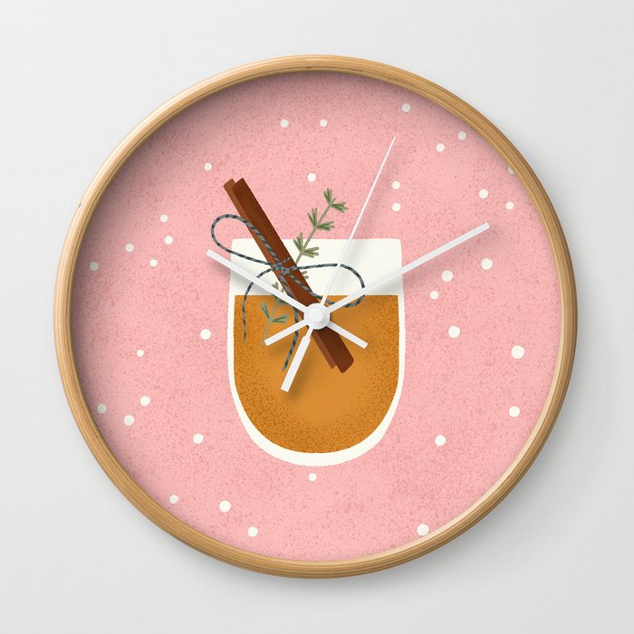 Cinnamon Old Fashioned Cocktail- pink Wall Clock