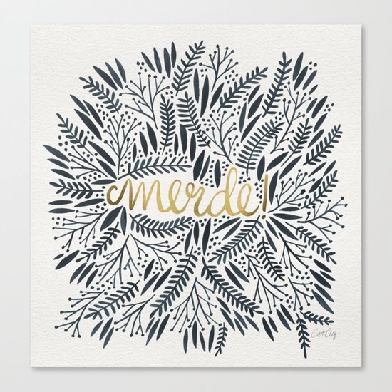 Pardon My French – Black & Gold Canvas Print