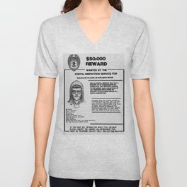 Unabomber Ted Kaczynski Wanted Poster 1 V Neck T Shirt