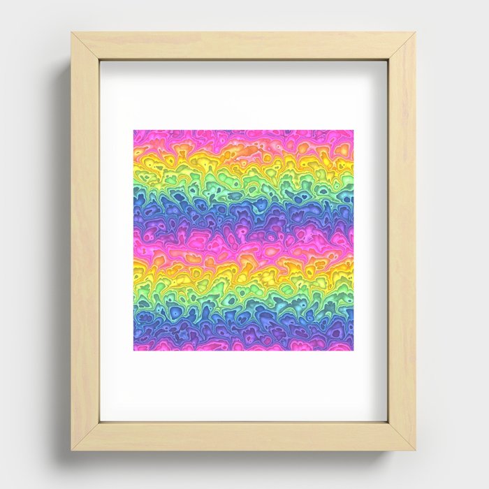 Trippy Funky Squiggly Vibrant Rainbow Recessed Framed Print