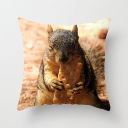 Contented Squirrel. © J. Montague. Throw Pillow