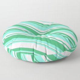 [ Thumbnail: Lavender, Sea Green & Aquamarine Colored Lines Pattern Floor Pillow ]