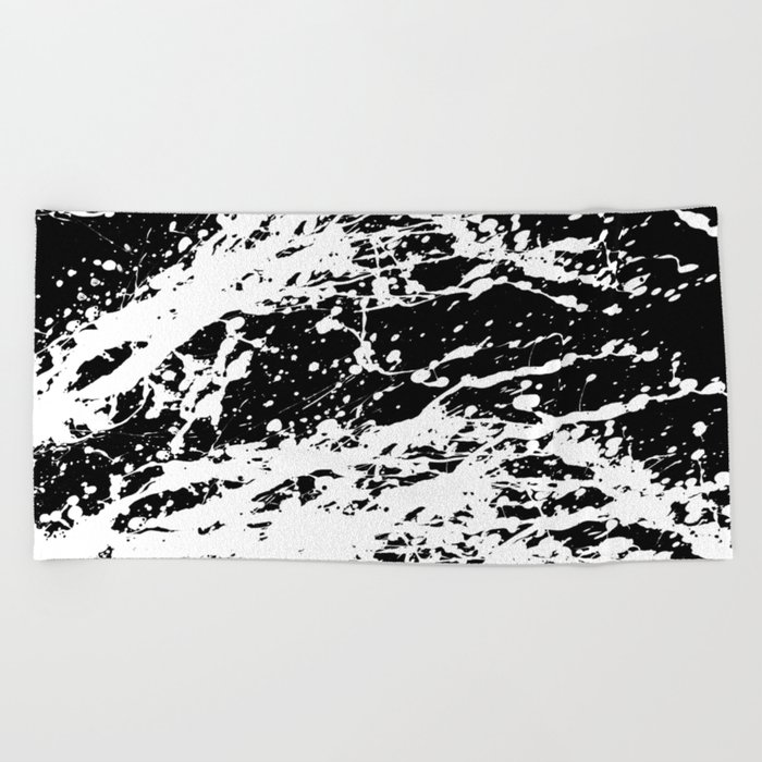 Black And White Paint Splatter Beach Towel By Textart Society6