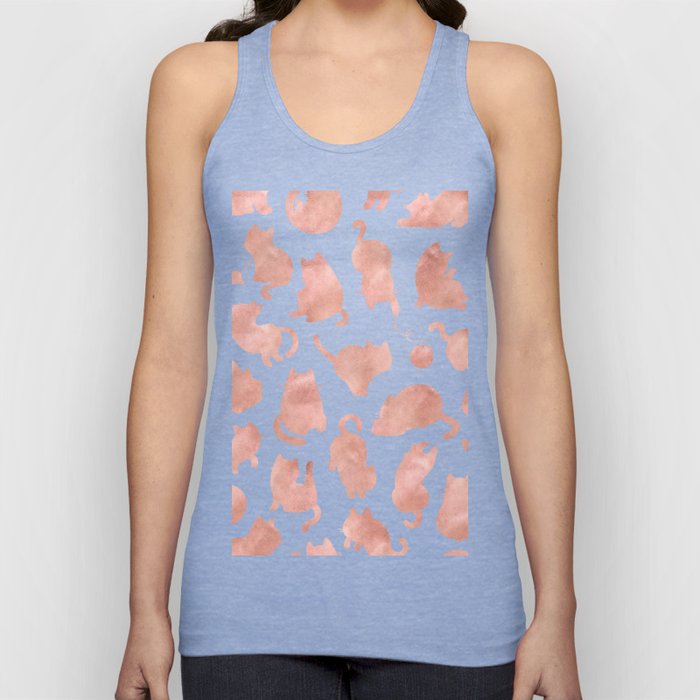 Cat Pattern Rose Gold Kitty Cats Tank Top