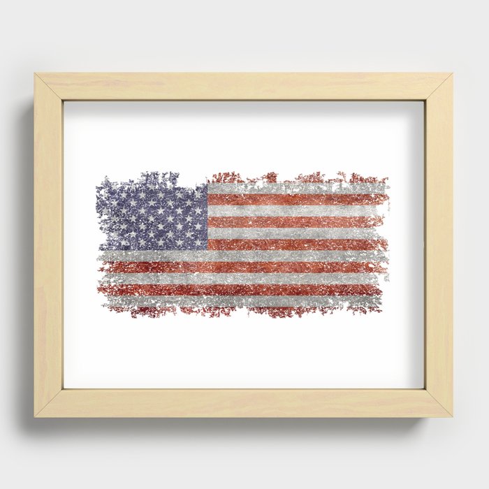 US flag in MegaTex Recessed Framed Print