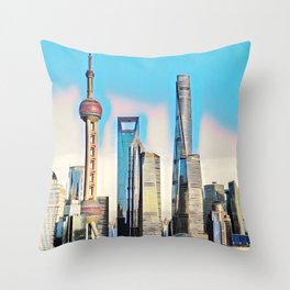 Shanghai Streets Throw Pillow