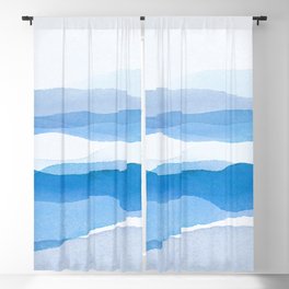 Watercolor Abstract Naturally Blue  Blackout Curtain