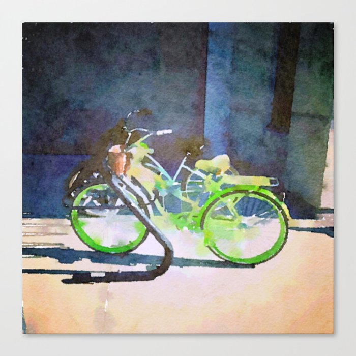 Green Bicycle Canvas Print