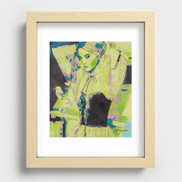 She saves her best conversations for the birds  Recessed Framed Print