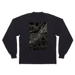 Riverside - Black and White City Map USA Long Sleeve T-shirt