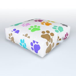 Pet - Dog or Cat Paw Seamless Pattern - Colorful Outdoor Floor Cushion