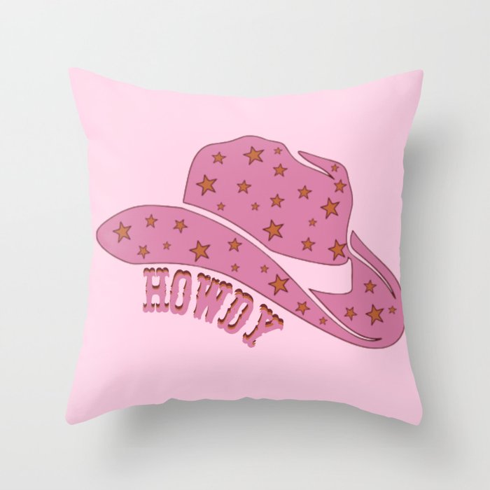 Howdy Cowgirl Hat Throw Pillow