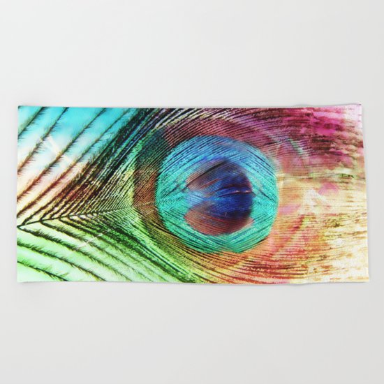 Peacock Feather Beach Towel