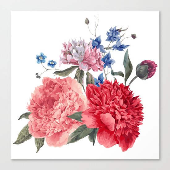Beautiful PINK, ROSE AND BLUE - Jersey Beauty Flower Canvas Print