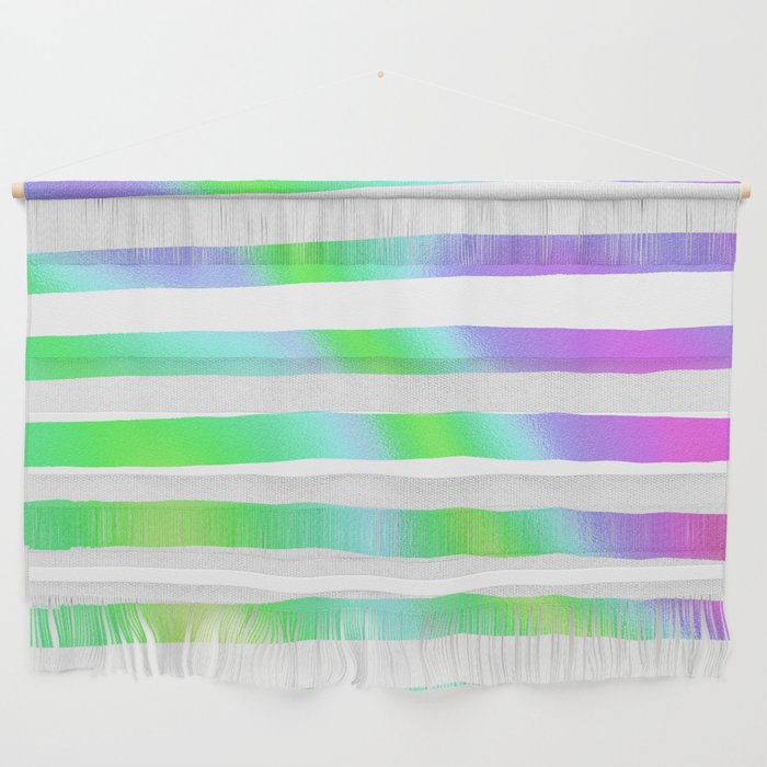 Geometrical Pink Violet Teal Green Gradient Stripes Wall Hanging