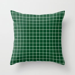 Forest green (traditional) - green color - White Lines Grid Pattern Throw Pillow