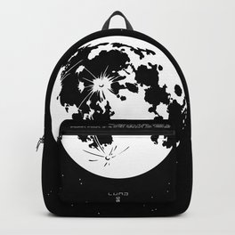 LUNA Backpack | Black and White, Blackandwhite, Minimal, Lunarmaria, Graphicdesign, Minimalist, Astronomy, Nasa, Sci-Fi, Typography 