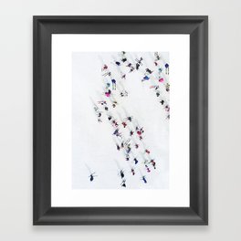 aerial view of skiers Framed Art Print
