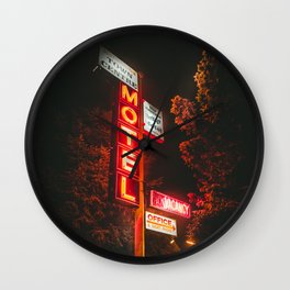 Motel at night Wall Clock