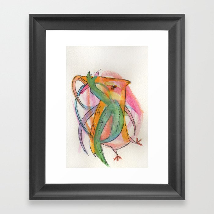 Abstract Watercolor Bird Framed Art Print