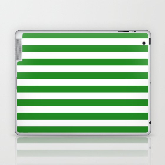 Horizontal Stripes (Forest Green/White) Laptop & iPad Skin