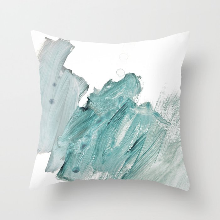brushstrokes 11 aquamarine Throw Pillow 