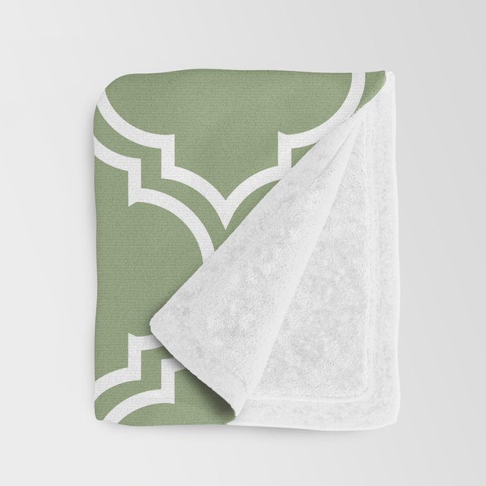 Dark Sage Green Moroccan Lattice Pattern Throw Blanket By Dark Sage Green Moroccan Lattice Pattern Throw Blanket