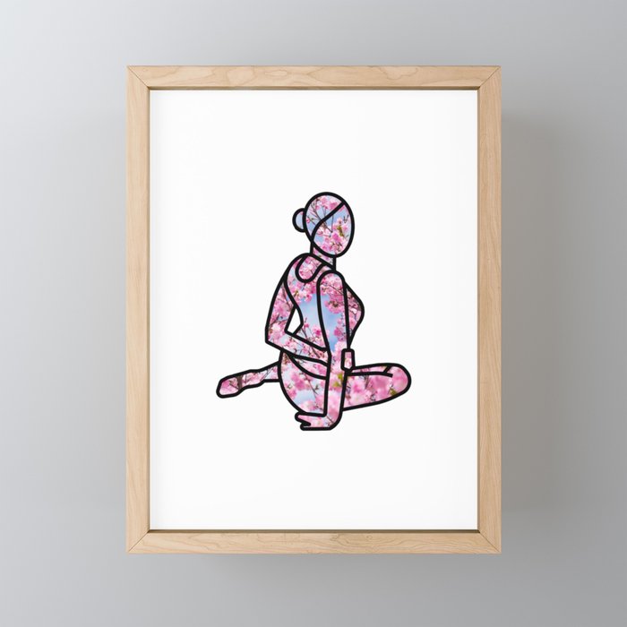 Cherry Blossom Yoga Framed Mini Art Print