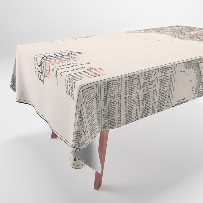 Old road map of florida united states of america Tablecloth