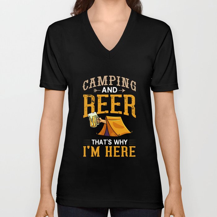 Camping Beer Drinking Beginner Camper V Neck T Shirt