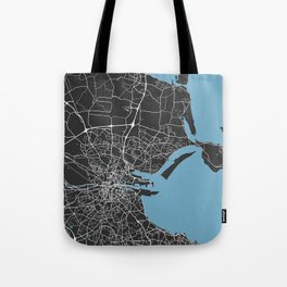 Dublin Map | Ireland | Black & Blue Colors | More Colors, Review My Collections Art Print Tote Bag