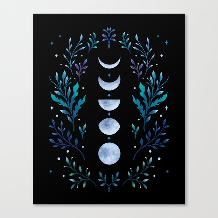 Moonlight Garden - Blue Canvas Print